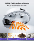 Robot Vacuum And Mop With 10,000 Pa Suction, 70 Day Self-Emptying Dock, capturing debris and pet hair