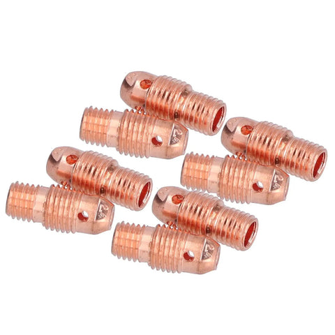 Heavy Duty Premium Copper TIG Collet Body Replacement Parts Fits 13N24 13N 796F WP 9F Torch Consumables, set of 8, copper build.