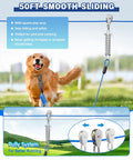 Built Tough 50 Ft Dog Aerial Zipline With Double Shock Absorption for Large Dogs shown in outdoor setup with pulley system