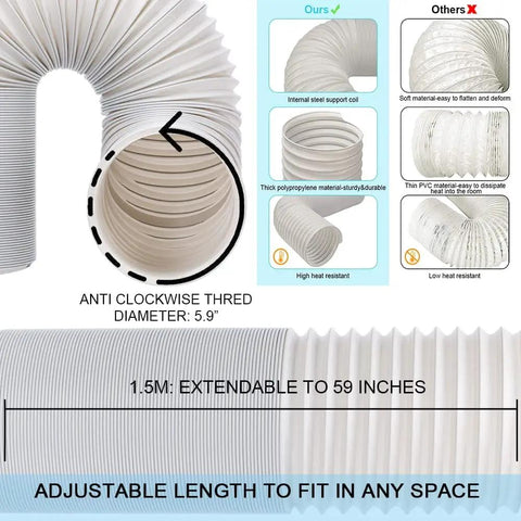 5.9-inch exhaust hose for Portable Air Conditioner Window Vent Kit With 5.9 Inch Exhaust Hose Adjustable Window Seal Panel