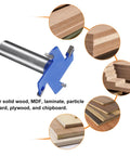 Four Wing Carbide T Slot Cutter Rabbetting Router Bit With Half Inch Shank And Cutting Diameter About One Point Seven Eight Inches Ideal For Wood Slotting Slab Flattening And Rabbetting Projects showing compatibility with solid wood and laminate.