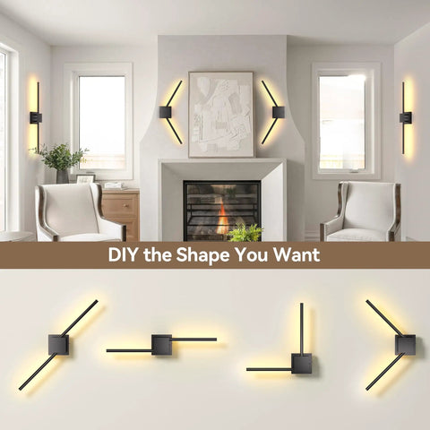 Living room with Set Of 2 Dope Battery Operated Wall Sconces With Rotatable Picture Lights, 28.3 inch, customizable positions displayed.