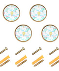 Level Up Your Space Game With This Set Of 4 Premium Gold Hot Air Balloon Cabinet Knobs featuring four knobs and screws.