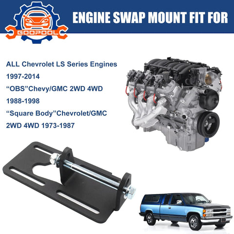 Image of Engine Swap Mounts for Chevy and GMC Square Body Trucks 1973-1998 Adjustable Engine Bracket and LS Engine.