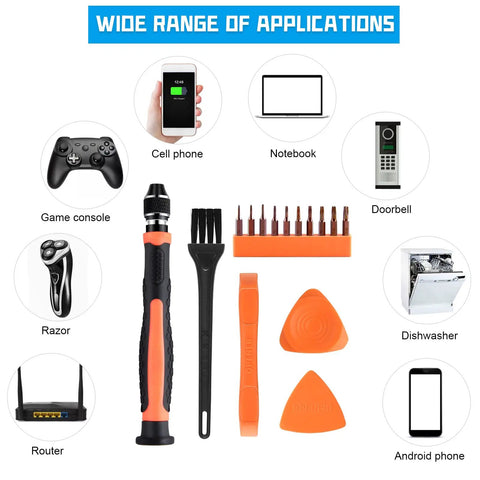Wide range of applications for 10 In 1 Interchangeable Magnetic Torx Screwdriver Set With Magnetic Handle And 10 Bits T2 T3 T4 T5 T6 T7 T8 T9 T10 T15 For Phones Mac Computers Xbox PS4 Includes Spudger Cleaning Brush And Triangular Spudger