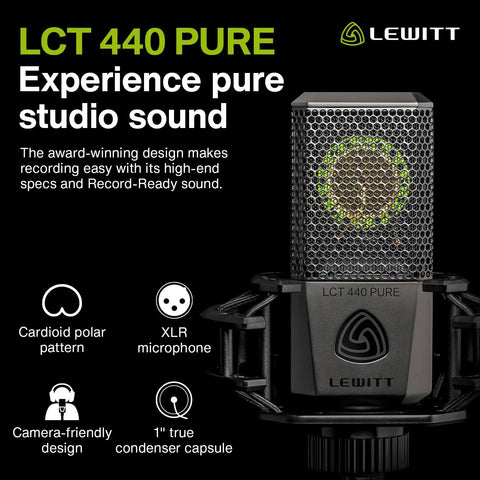 LCT440PURE 1 Inch True Condenser Microphone With Cardioid Pattern For Studio Stage And Home Recording