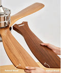 YPDJVLTI 106-132cm Ceiling Fans Lights LED Fandelier showcasing natural wood and walnut wood fan blades.