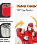 Industrial Heavy Duty Furniture Movers With Reinforced Steel Base And Dual Switchable Casters For Smooth 360 Degree Swivel Rolling showing PU and steel wheels.