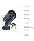 4 In 1 1080P CCTV Bullet Camera For Indoor Outdoor Use With Easy Install Night Vision Weatherproof Metal Housing TVI CVI AHD CVBS Compatible Works With 960H 720P 1080P 5MP 4K Analog DVRs, showing features and ports details.