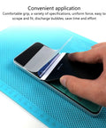 Person using Badass Silicone Screen Protector Scraper For Phone Tablet Laptop Film Application on smartphone for bubble removal.