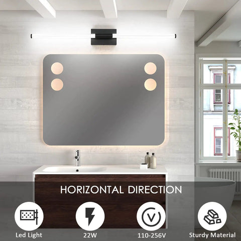 Modern LED Vanity Light For Bathrooms, 40 Inch Over Mirror Fixture With 360 Degree Full Lighting in matte black