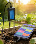 8 In 1 Soil Tester For NPK PH Moisture EC Conductivity And Fertility used in garden soil with smartphone app display