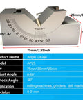 Preamer AP25 adjustable micro angle gauge V-block with protractor scale 0–60°, stainless steel, front view.