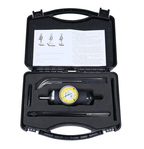 0-3 mm By 0.01 mm Graduations Metric Coaxial Dial Indicator In Fitted Box With Yellow Dial For Dead-On Workpiece Positioning On Vertical And Horizontal Machining Centers And Manual Or CNC Spindle Setup