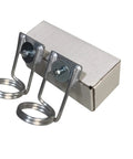 Two Pack Aluminum Silver Tool Holder And Hammer Holder For Carpentry Projects Lightweight Durable Carpenter Hanger Clip Two And A Half Inch Ring Silver Finish Easy Slide On Storage shown on white background