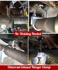 Heavy Duty 2.5 Inch Exhaust Hanger Clamp On Universal Fit For Cars And Trucks, No Weld Install shown under vehicle