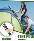 8.5Feet Fiberglass Tent Pole Replacement Kit Pre Assembled Black Trek Poles 8mm Diam setup with tent outdoors