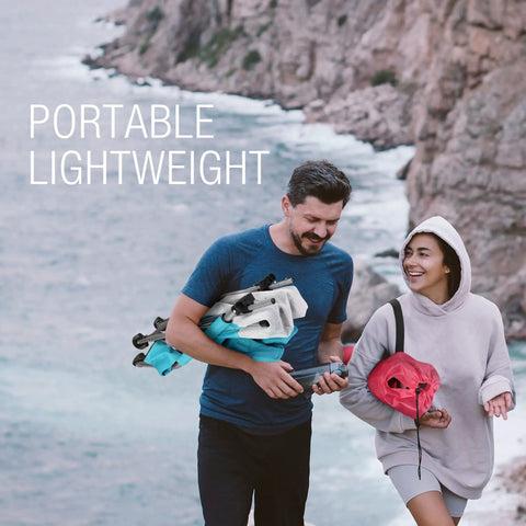 Couple carrying Low Seat Beach Chair With Mesh Back And Cup Holder Lightweight Foldable Camping Chair For Beach And Picnic
