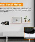 Image of 4-In-1 Laser Level Tool With Line Laser, Drill Dust Collector, Electronic Vacuum Suction Cup And Wall Bracket in use for picture hanging.