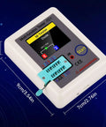 Ultimate LCR Meter And ESR Tester With Full Color TFT Display showing measurements, dimensions 9cm x 7cm x 2.6cm