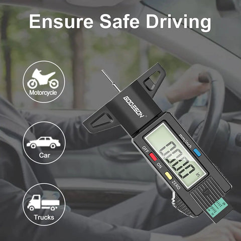 Digital Tire Tread Depth Gauge With Color Coded Bar For Cars Trucks And Motorcycles, Easy Read 0 To 1 Inch (0 To 25.4mm) Precision Up To 0.01mm, Zero It Anywhere, A Must Have Auto Maintenance Tool For Safe Smooth Rides.