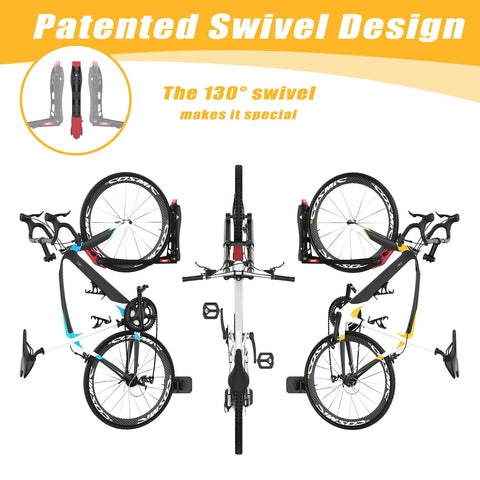 No Sweat Swivel Wall Mount Bicycle Rack With Rock Solid U Shaped Wheel Cradle Hanger Keeps Tires Totally Scratch Free Stress Free Garage Storage Solution For Cyclists