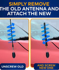 Illustration of changing Toyota Tundra Antenna Mast Replacement 2007 2026 Black Antenna For Cars Trucks And SUVs AM FM Radio.