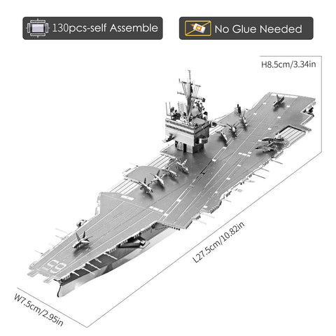 Epic 3D Metal Puzzle Kit For Adults With 130 Pieces DIY USS Enterprise CVN 65 Aircraft Carrier Model Building Set