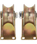 Front view of 2 Pack U Groove Caster Wheels With Brackets Two Point Two Inch Wheel Diameter Beefy 300kg Capacity Per Wheel