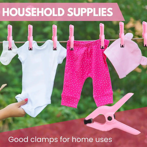 12 Pack Pink 3 5 Inch Nylon Spring Clamps Tough As Nails Heavy Duty Plastic Clips With Secure Hold hanging laundry outdoors.