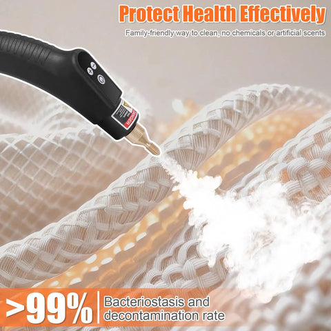 Top Tier 15 In 1 Handheld Steam Cleaner With Smooth Button Control Handle and Easy Gear Switching spraying steam.
