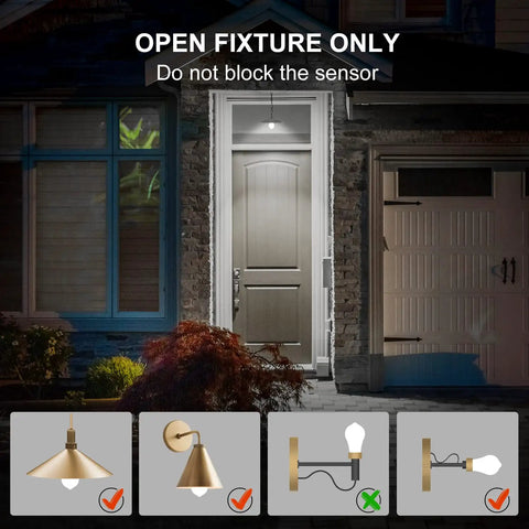 Motion Activated A19 Light Bulbs With Motion Sensor 5000K Daylight Dusk to Dawn Security Lighting For Front Door Porch Use