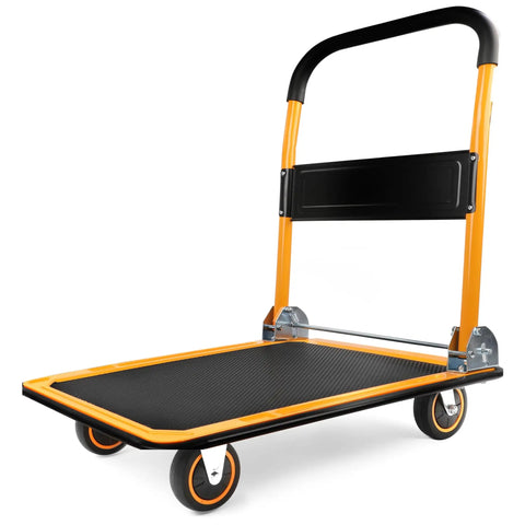 Foldable Platform Cart With 330 Lb Capacity Push Dolly Heavy Duty Utility Cart On Wheels Fold Down Handle 28.75 Inch By 18.75 Inch Platform For Home Garage Warehouse And Workshop