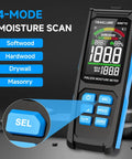Pinless Wood Moisture Tester for Firewood and Home Projects, Fast Moisture Meter With Easy Readout, Detects Wood Wetness and Leaks, Handy Home Improvement Tool, 4-mode pinless meter for softwood, hardwood, drywall, masonry