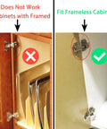 Comparison of soft close hidden hinges, showing installation on frameless vs framed cabinet doors, highlighting proper use.