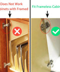 Comparison of cabinet hinges showing right side with 8 Pack Soft Close Hidden Cabinet Hinges For Frameless Doors 4 Inch Concealed Surface Mount With Built In Hydraulic Damping And Slow Close For Quiet Cabinets Rust Resistant Nickel Finish REDYA
