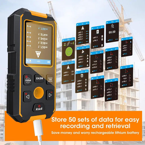 Stud Finder Wall Scanner All In One Handy 5 In 1 With Wood Stud Cable Metal Detection And Laser Distance LCD Display And Voice Alerts Smart Sensor Digital Level 40M Range, handheld with LCD