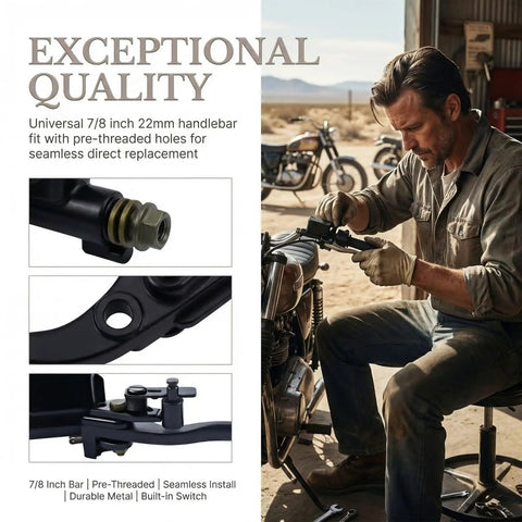 Left Hand Hydraulic Brake Lever Master Cylinder for Mini Bike ATV Quad Dirt Bikes, Seven Eighths Inch, shown in use