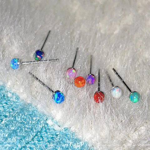 2mm Opal Stud Earrings In Sterling Silver 925 Tiny Ball Cartilage Tragus Piercing Earrings Colorful Opal Mini Jewelry For Women And Girls Hypoallergenic Sensitive Ears Gift in assorted colors