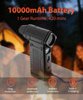High Power 200000 RPM Electric Air Duster With LED Display And 8 Speed Settings, matte black design with 10000mAh battery