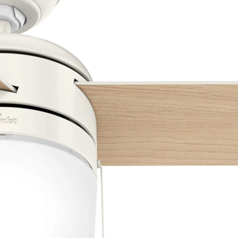 Close-up of Acumen 42 Inch Indoor Ceiling Fan With Reversible Motor Fresh White Finish Two Position Mounting detail