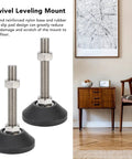 Two Pack Black Nylon Leveling Feet with M16 Thread, 80mm Round Base, 100mm Adjustable Height in a home setting