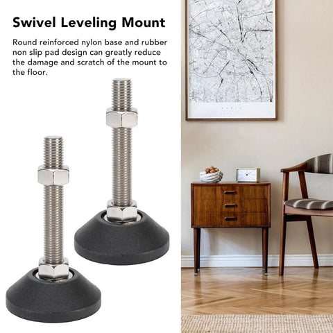 Rock Solid Adjustable Leveling Feet M16 Heavy Duty Threaded Studs 2 Pack Slick Anti Slip Rubber Bases Easy Twist Install For Garage Tools Office Desks And Wooden Shelves Keeps Everything Dead On Target
