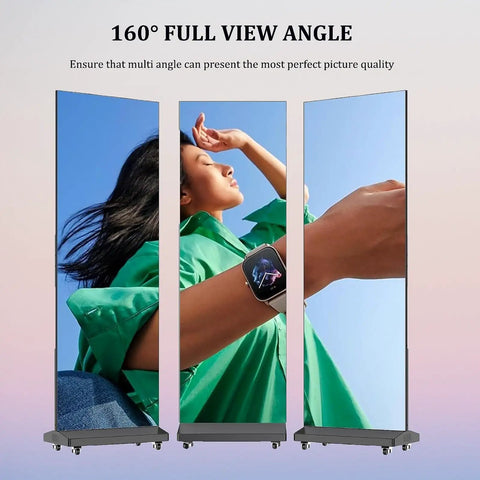 No Hassle Plug And Play 80 Inch Vertical Led Display, Floor Standing Digital Signage Screen showcasing full color images with 160° view angle.