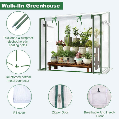 Portable Mini Greenhouse For Indoor And Outdoor Use With Thick PE Cover And Clear Panels Durable Garden Shelter 47.2x31.5x47.2"