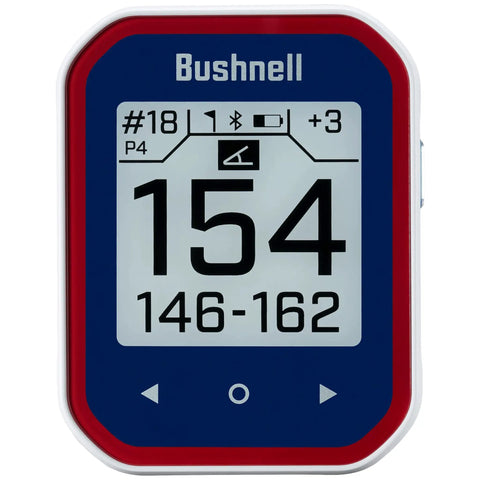 Slick Touchscreen Golf GPS Rangefinder With Slope Adjusted Distances And Smart Course Tracking, front view with large display.