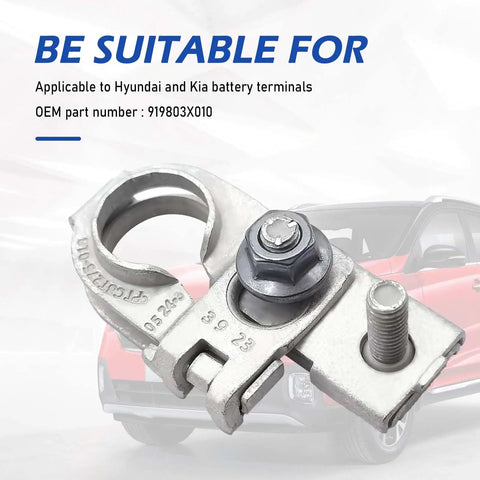Premium Built Tough Positive Battery Terminal Connector For Genesis G80 G90 2015 2020 Galvanized Copper close-up image.
