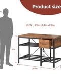 All In One 3D Printer Workstation With Filament Storage, Metal Table, Drawer, And Power Hub, metal frame and wood top, size guide