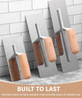 3 Piece Drywall Trowel Set Pro Grade Stainless Steel Masonry Finishing Trowels With 14x4 12x4 8x3 Inch Blades Lightweight Wooden Handle