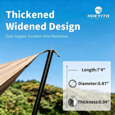 14.5x11 Feet Camping Tarp With Poles And Retainer PU9000Mm Waterproof 210D Oxford Cloth Canopy Shelter setup with pole details